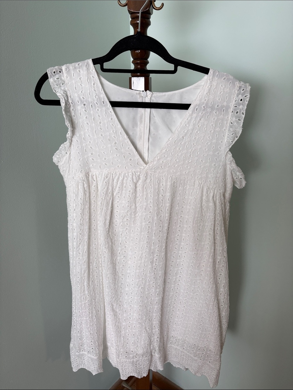 White Eyelet V-Neck Romper